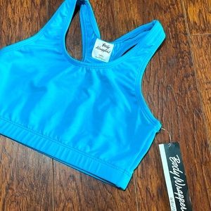 NWT- Body Wrappers Racer back Sports Bra Teal blue